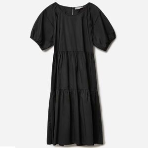 Everlane The Tiered Cotton Dress in Black